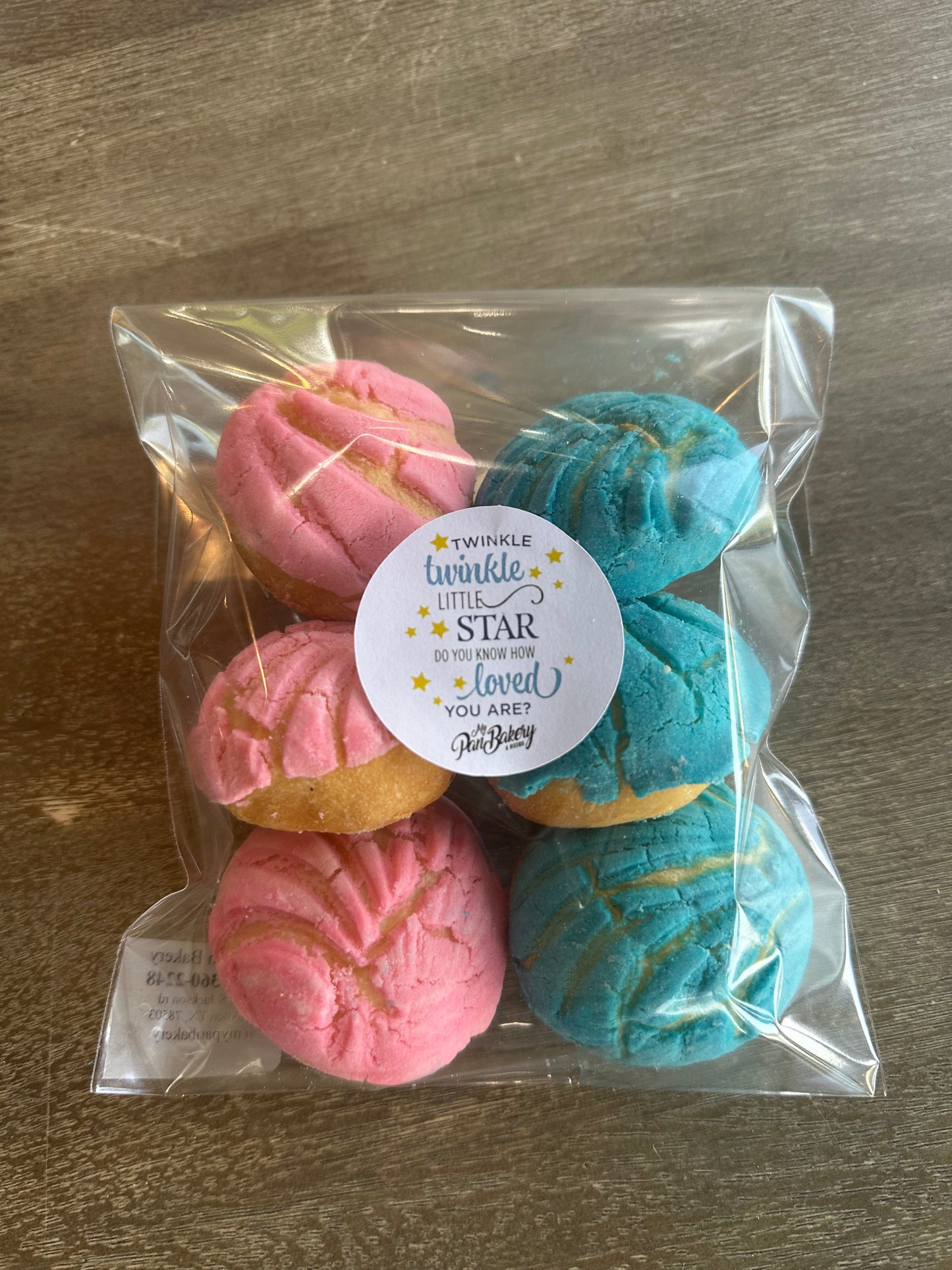 15 Bolsitas 6 mini Conchitas con su sticker / Gender Reveal